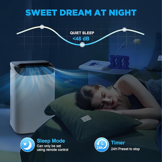 12000 BTU Portable Air Conditioners with Remote Control, 3-in-1 Free Standing Cooling AC Unit with Fan & Dehumidifier, Cools Room up to 500 sq.ft, Smart/Sleep Mode,3 Speed,24H Timer,Window Kit - Image 7