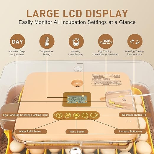 4th Gen – 56 Egg Fully Automatic Incubator, 2026 UpgradedDesign, Intelligent Sensor-Based Humidity & Temp Control, Custom Days, Adjustable Auto Turning & Stop, Chick Separator, Flexible Egg Spacing - Image 4