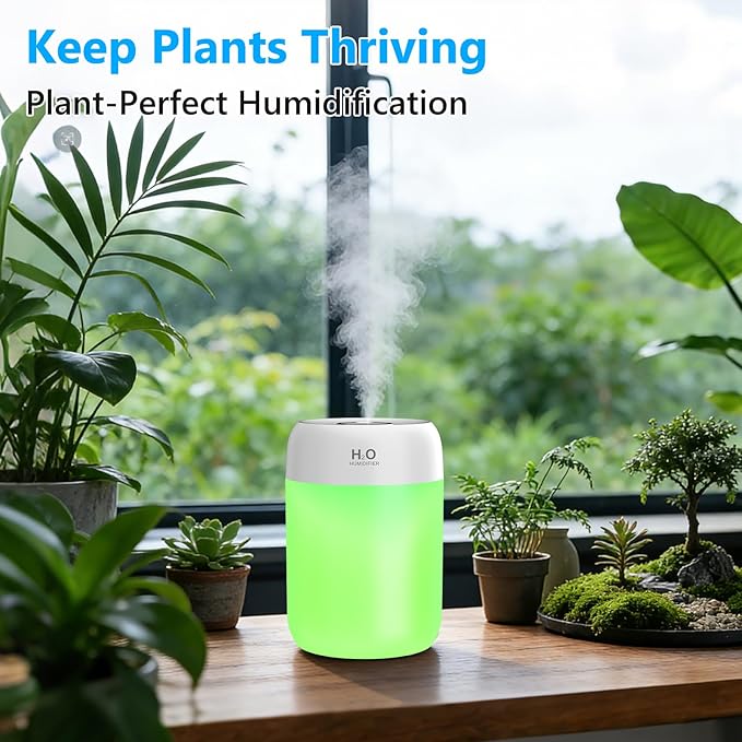 FUWANG Portable Mini Humidifier, 650ml Small Cool Mist Humidifier, USB Personal Desktop Humidifiers for Bedroom Travel Office Home Car Indoor Plants, 2 Mist Modes Quiet, Auto Shut-Off, White - Image 6