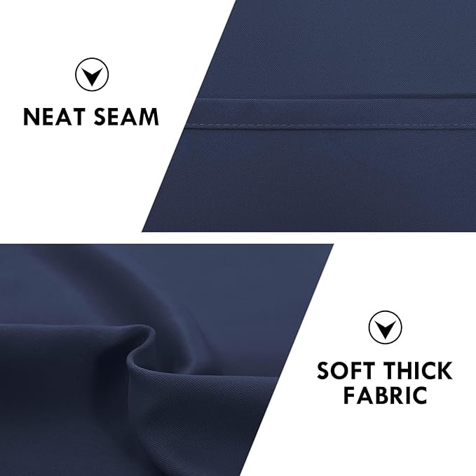 DWCN Blackout Curtains for Living Room Thermal Insulated, Energy Saving & Noise Reducing Bedroom Curtains, Navy, W 70x L 63 Inch, Set of 2 Rod Pocket Curtain Panels - Image 6