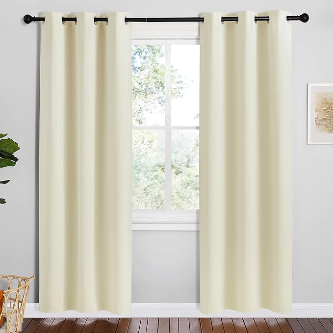 NICETOWN Kitchen Curtains for Decoration, Beige, 2 Panels, W42 x L78 inches, Thermal Insulated Grommet Room Darkening Draperies/Panels for Laundry by NICETOWN
