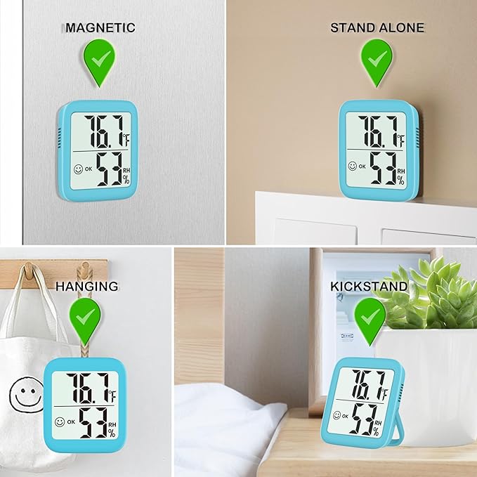 Antonki 2 Pack Room Thermometer for Home, Hygrometer Indoor Humidity Meter Gauge, Digital Temperature and Humidity Sensor Monitor for House, Terrarium, Incubator, Greenhouse - Battery Included - Image 4