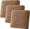 H.VERSAILTEX Velvet Stretch Couch Cushion Cover Plush Cushion Slipcover for Chair Loveseat Sofa Cushion Furniture Protector Seat Cushion Sofa Cover (3 Piece XL Sofa Cushion Covers, Camel) by HVERSAILTEX