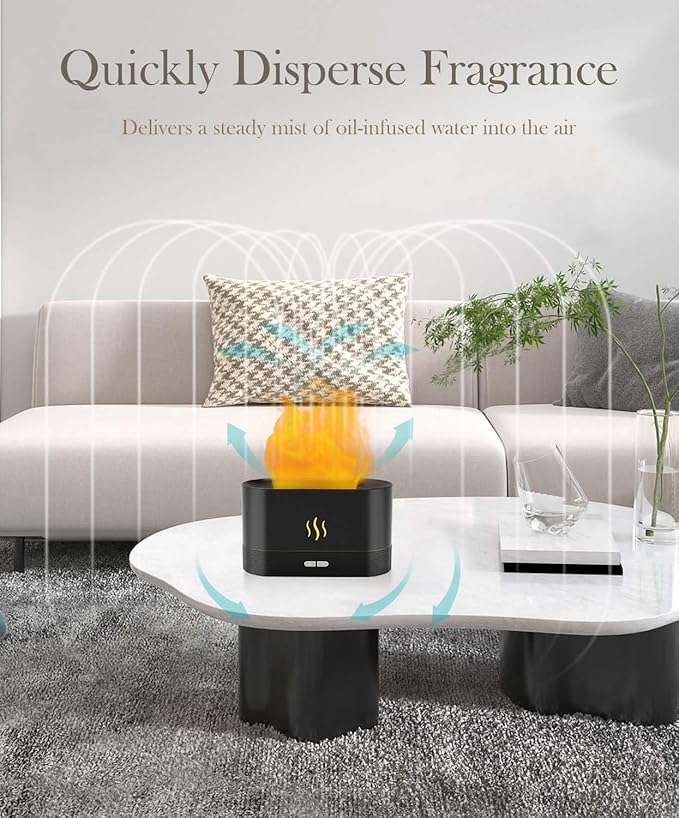 Essential Oil Diffuser,Humidifier with 7 Colors Flame Light,180ml Air Humidifiers for Bedroom, Home, Office, Gifts - Portable,Auto-Off Protection,4 Modes Mist(White) - Image 4