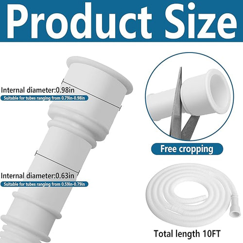 10 Ft Dehumidifier Drain Hose 3/4" FHT- Cuttable Leakproof Dehumidifier Discharge Hose for Drainage- Flexible Universal Corrugated Drain Hose Replacement with Clamp for Most Dehumidifier - Image 2