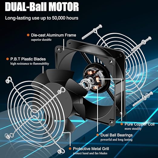 GDSTIME AXIAL Fan 12038, 110V 120V AC 120mm Fan, Ventilation Exhaust Projects Cooling Fan - Image 5