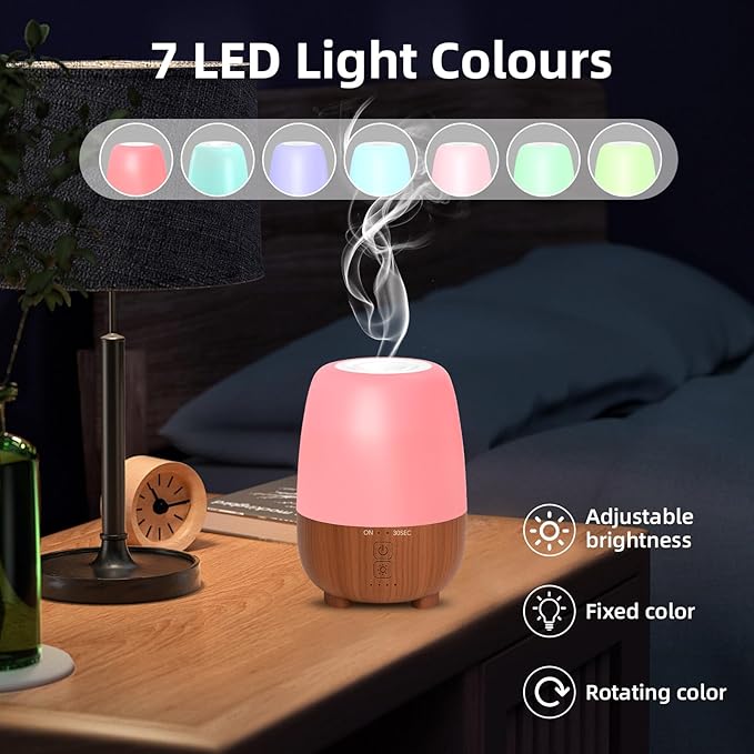150ML Rechargeable Battery Operated Essential Oil Diffuser, Portable Cordless Aromatherapy Diffuser,7-Hour Runtime with 7 LED Color Changing Lightsfor Home,Office,Outdoor - Image 7