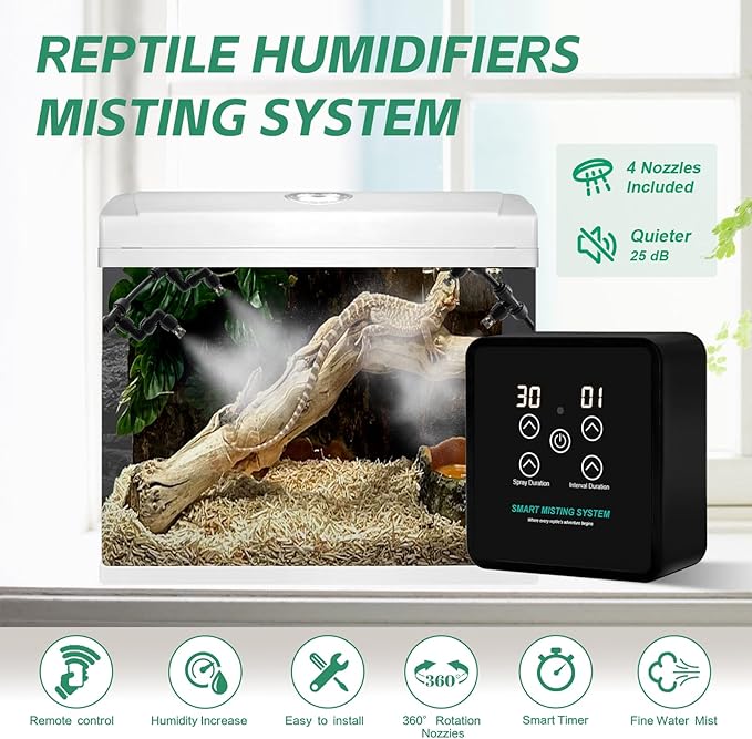 Reptile Mister Humidifiers Smart Misting System for Reptile Terrariums,Automatic with Timer, Reptile Mister for Chameleons, Snake, Frog, Turtle, Lizard - Image 3