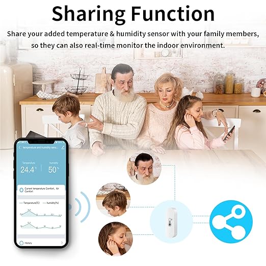 2 Pack WiFi Temperature Humidity Sensor Smart Hygrometer Thermometer Sensor with APP Remote Monitor and Alert High Precision Indoor Thermometer No Hub Required, Compatible with Alexa Google Assistant - Image 7