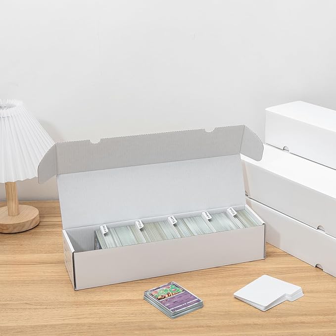 QINGUANG Trading Card Storage Box | 10 Pack • 1100 Count MTG Card Storage Box | with Dividers | White Corrugated Cardboard Sport Card Organizer for Basketball Card/TCG/Magic Collection - Image 8