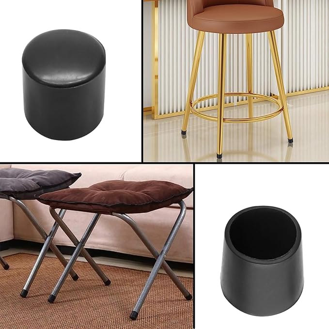 20 Pcs Round Rubber Furniture Leg Caps, 1/2"(12mm) Vinyl Flexible Chair Leg Floor Protectors/Covers Plastic End Caps for Patio/Indoor Furniture Leg Caps Railing (Black) - Image 5