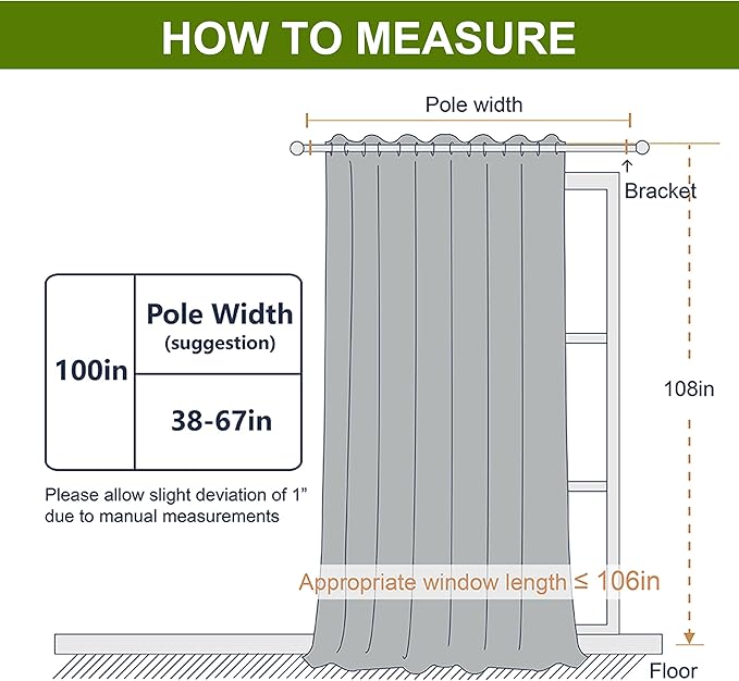 NICETOWN Extra Wide and Long Curtain - Thermal Insulated Drape Voice Canceling for Room Divider/Patio/Glass Door (White, 100 inches Width, 108 inches Length, Single Piece) - Image 3