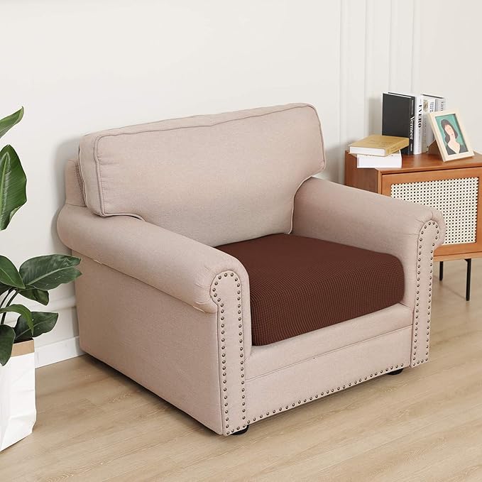 Easy-Going Stretch Cushion Cover Sofa Cushion Furniture Protector Sofa Seat Sofa slipcover Sofa Cover Soft Flexibility with Elastic Bottom(Chair Cushion,Coffee) - Image 2