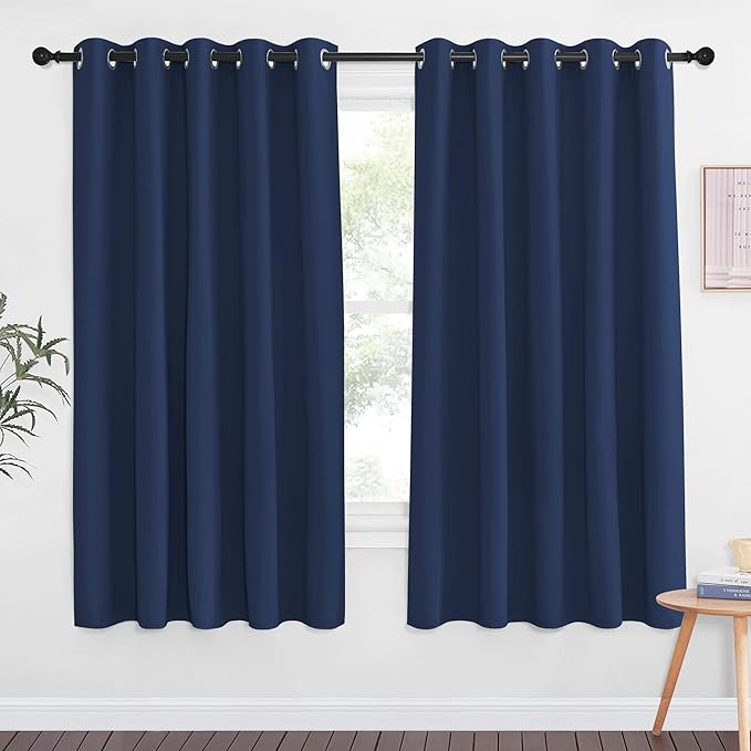 NICETOWN Blackout Curtain Panel for Bedroom - Window Treatment Energy Saving Thermal Insulated Solid Grommet Drapes for Doorway/Living Room (Navy, 1 Panel, W66 x L66) by NICETOWN