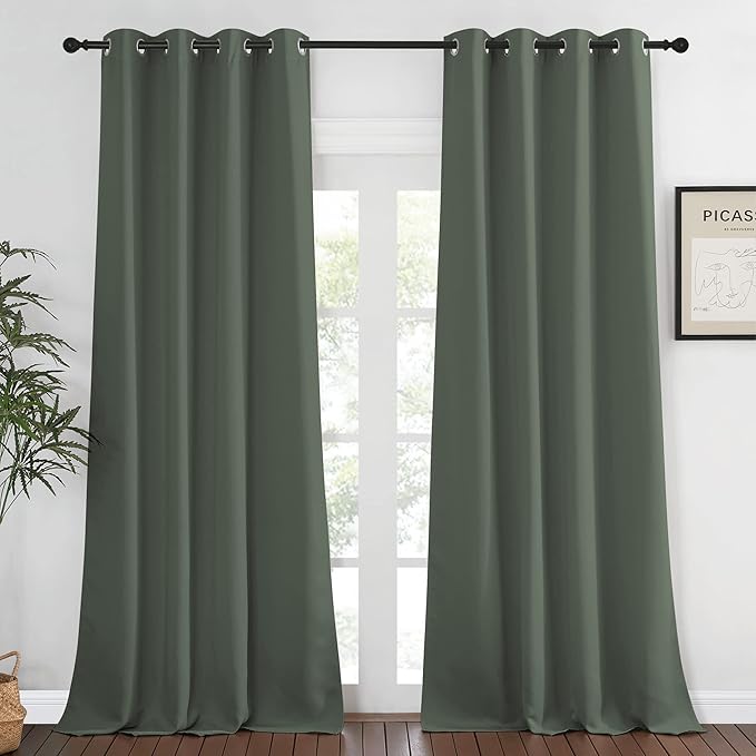 NICETOWN Bedroom Curtain Room Darkening Drapery 102 inches Length - Home Fashion Thermal Insulated Grommet Room Darkening Curtain for Living Room (Dark Mallard, 1 Panel, 52 x 102 inches) by NICETOWN