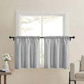 Home Queen Grey Waffle Bathroom Window Curtains, Short Water Repellent Rod Pocket for Small Kitchen Window, 24 W X 24 L Inch Each by HomeQueen