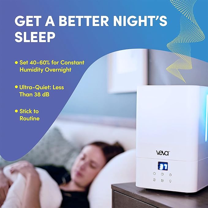 VEVA Humidifiers for Bedroom Large Room 4.5L, Cool Mist Water Vaporizer Essential Oil Diffuser, Quiet Humidifiers for Baby, Covers up to 323 Sq. Ft. - Image 9