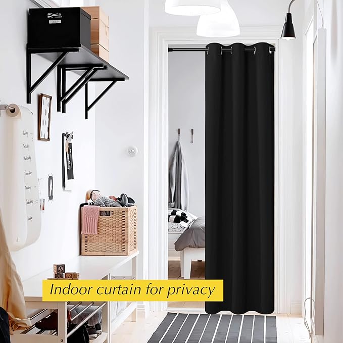 NICETOWN Door Curtain for Doorways, Blackout Privacy Doorway Curtains for Bedroom Closet Door, 80 inches Long Temporay Door Cover Portable Curtains for Hallway, 42 inches Wide, Black, 1 Panel - Image 3