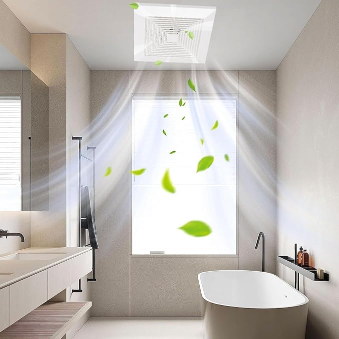 Bathroom Fan Ceiling Mount Exhaust Ventilation Fan Ceiling Exhaust Fan Extractor Fan 141 CFM 1.2 Sones,Quiet Bathroom Ventilation Exhaust Fan for Shower,Restroom,Office,Home (Grille) - Image 4