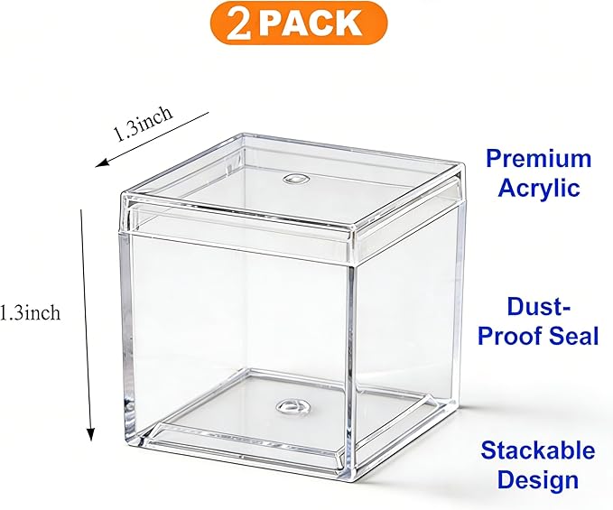 KissYou Small Acrylic Box with Lid Clear Candy Boxes Acrylic Square Cube 4 Pieces Display Case Transparent Jewelry Storage Box Party Decorative Boxes - Image 2
