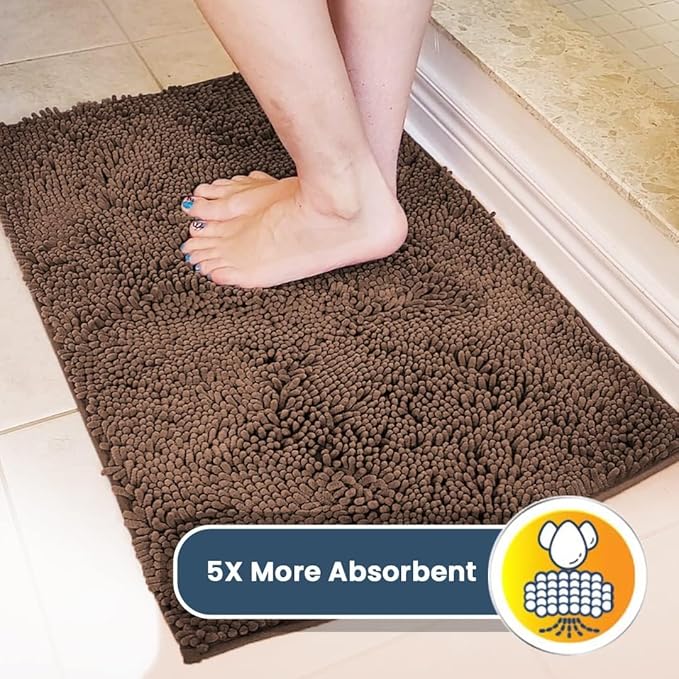 Muddy Mat® Pack of 3 Highly Absorbent Microfiber Dog Door Mat and Pet Rug, Non Slip Thick Washable Area Mat Soft Chenille for Kitchen Bathroom Bedroom and Outdoor - Brown Small, Medium & Large - Image 4