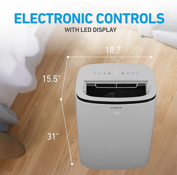COBY Portable Air Conditioner 4-in-1 AC Unit, Heater, Dehumidifier & Fan, Air Conditioner 15,000 BTU Portable AC Unit with Remote Control for Rooms up to 775 Sq. Ft., 24-Hour Timer, & Installation Kit - Image 6