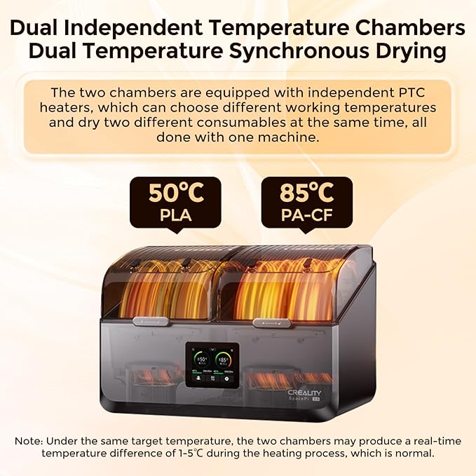 Creality Space Pi X4 Filament Dryer, 4 Spools 3D Printer Filament Dryer Box with Dual PTC Heating, Filament Dehydrator Storage Box for 1.75/2.85mm PLA PETG ABS Nylon PA TPU - Image 7
