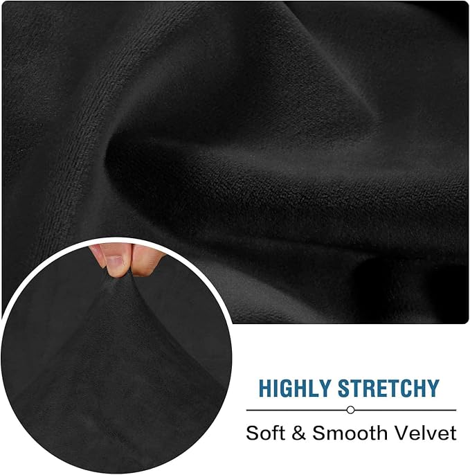 H.VERSAILTEX Velvet Stretch Individual Chaise Cover Sectional Couch Covers for L Shaped Sofa Both Left/Right Furniture Protector Seat Cushion Sofa Cover (1 Piece Chaise Cover, Black) - Image 5