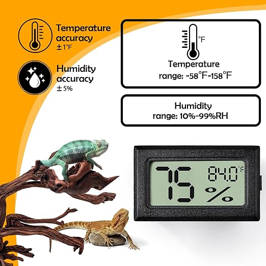 2 PCS Rectangle Reptile Thermometer and Humidity Gauge for Bearded Dragon Accessories, Reptile Tank Accessories for Jumping Spider, Leopard Gecko, Hermit Crab, Gecko, Ball Python, Lizard - Image 4