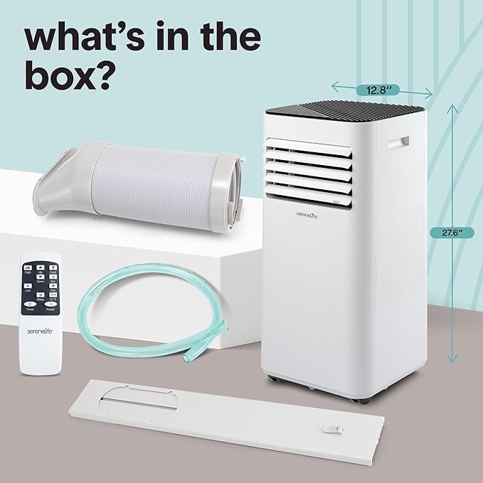 SereneLife Portable Air Conditioner 8,000 BTU with Built-in Dehumidifier - Portable AC unit for rooms up to 350 sq ft - Small AC Unit Remote Control, Window Mount Exhaust Kit - Image 7