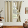 Hiasan Blackout Curtains for Bedroom, 38 x 63 Inches Length - Thermal Insulated & Light Blocking Window Curtains for Living Room, 2 Drape Panels Sewn with Tiebacks, Light Beige by Hiasan