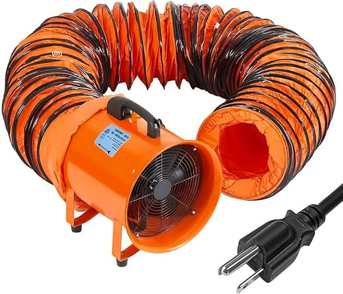 12 in Utility Blower Exhaust Fan with 32.8 ft Duct, 3500 r/min & 3500 CFM Heavy Duty Blower Fan, High Velocity Low Noise Extraction and Ventilation Fan for Ventilating Workshops, Confined Space by GarveeTech