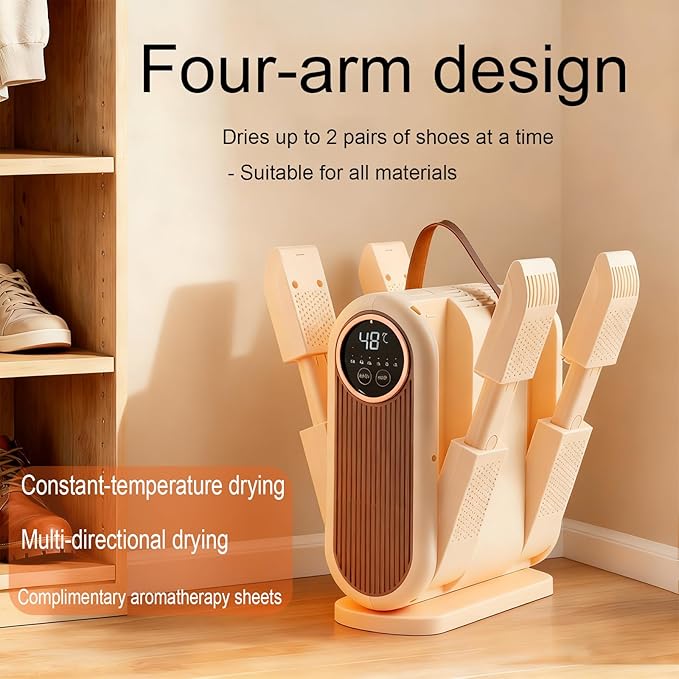 Portable Boot Dryer Folds for easy storage Constant-temperature dehumidification Features aromatherapy deodorization 360-minute timer 4 boot heaters Suitable for work boots ski boots sneakers socks - Image 2