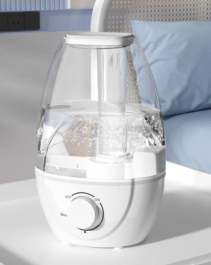 Baby Humidifiers for Bedroom Nursery, Bedside Humidifier with Diffuser, Small Humidifier for Baby Nursery Plants & Home, BPA Free, Quiet, 24H Timer by PureComfortPerfectHumidity