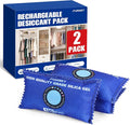 2 Pack Rechargeable Desiccant Packs, 100g Each, Blue, Color Indicating Silica Gel Dehumidifier Bags for Storage, Closets, Cars, Bins by FURWEY