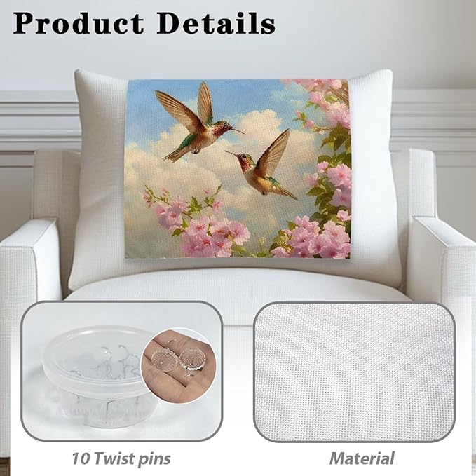 Hummingbird Headrest Cover for Recliner Non-Slip Peach Flower Furniture Slipcover Washable Fabric Headrest Protector Couch Recliner Headrest Cover Fashion Home Festival Decor - Image 5
