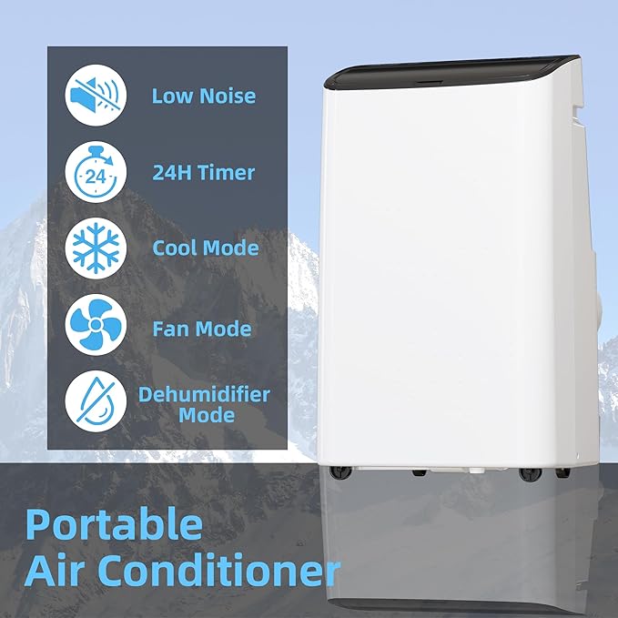 14,000 BTU Portable Air Conditioner – 4-in-1 Cooling, Dehumidifier, Fan & Sleep Mode, Cools up to 750 Sq.Ft, Includes Window Vent Kit & Remote Control, Black - Image 2