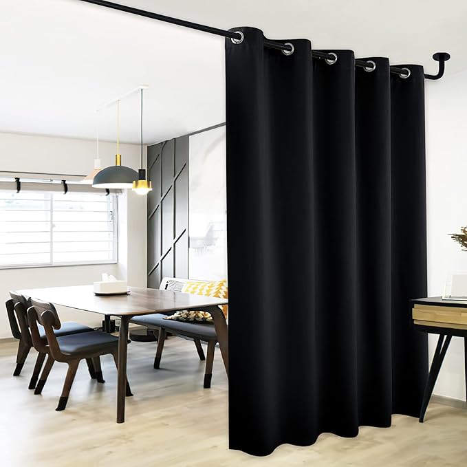 NICETOWN Blackout Curtain for Sliding Door, Patio Door Curtains, Thermal Insulated Wide Drapes/Draperies for Bedroom (Black, 70 by 84 inches,) - Image 2