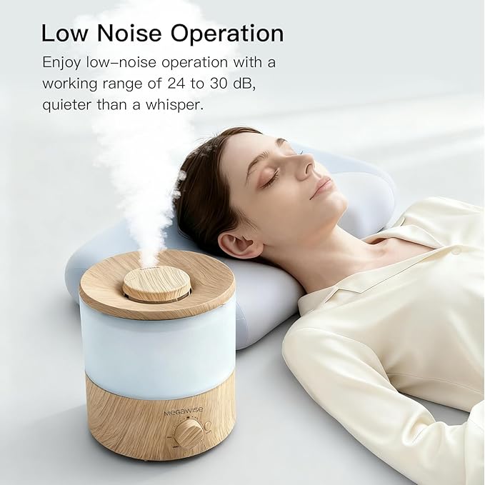 MEGAWISE 2025 Upgraded Ultrasonic Cool Mist Humidifier - 1.5L Capacity, Whisper-Quiet & Adjustable Mist, Auto Shut-Off Safety Feature – Perfect for Home, Office, Baby Nursery & Bedroom - Image 3