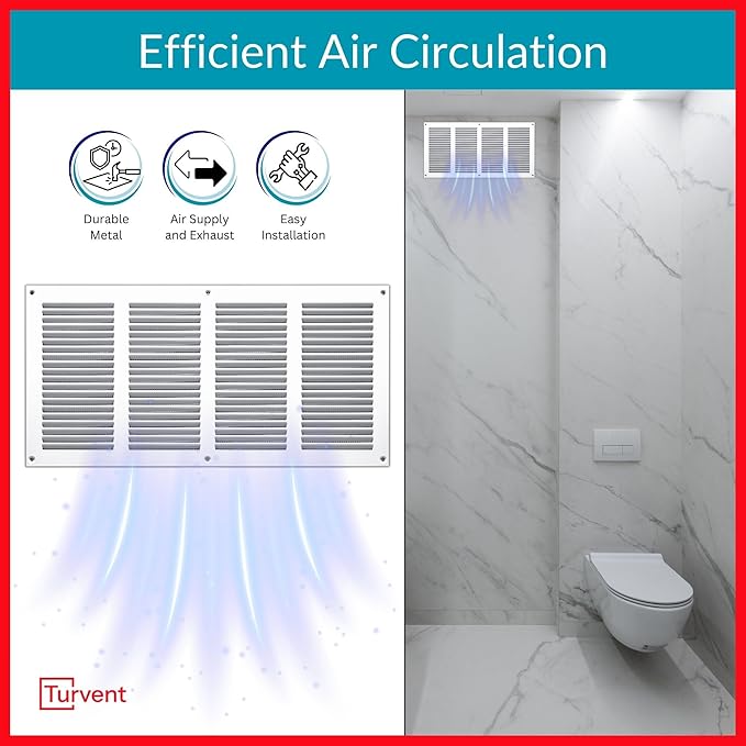 14x6 Vent Cover (Duct Opening) - White HVAC Return Air Grille for Wall and Ceiling - Metal AC Vent Cover with Mesh - Rectangular Ventilation Register - External Dimensions: 15.75" W x 7.87" H - Image 2