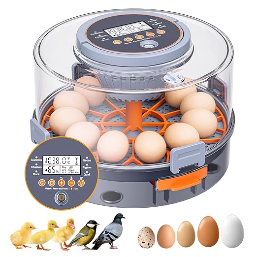 Incubator, Egg Incubator, Incubator for Hatching Eggs with Egg Candler, Automatic Egg Turner, Temperature& Humidity Control for Chicken, Duck, Quail,Goose, Carrying Handle Design,360° Viewing by Unknown