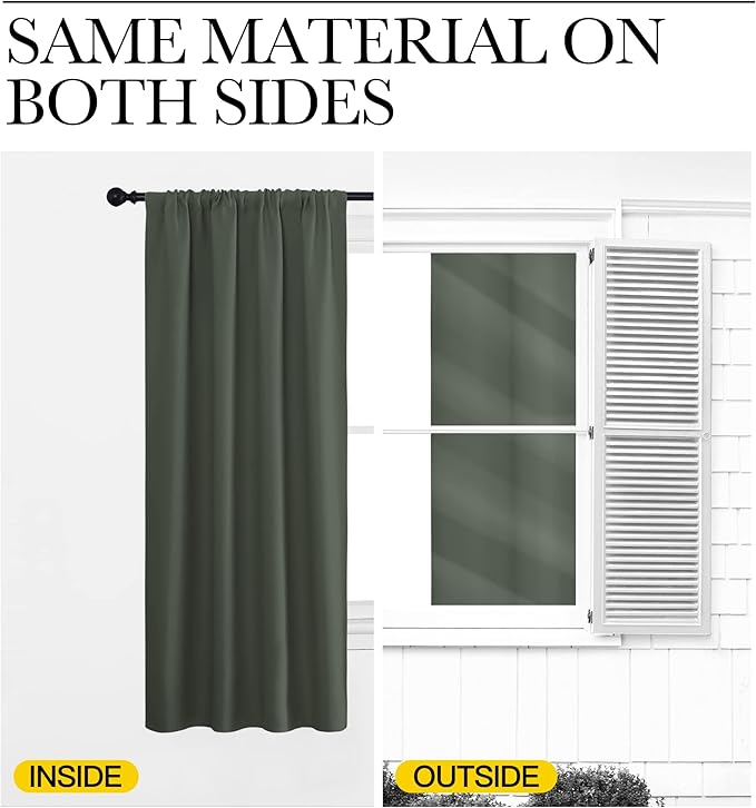 NICETOWN 2 Panels Blackout Curtains, Rod Pocket Thermal Insulated Drapess for Bedroom, Privacy Protection Easy-Care Heavy Duty Curtains for Living Room/Dining Room, W70 x L95 inches, Dark Mallard - Image 7