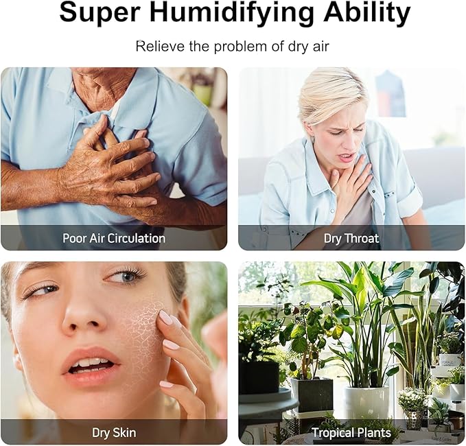MEGAWISE 2025 Humidifier, 6L Large Capacity, 50H Runtime, Enjoy ultra-quiet, cool mist for your bedroom, nursery, or indoor plants. Top-fill design for effortless convenience (White) - Image 3