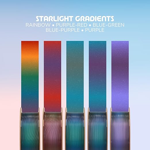 Polymaker Panchroma Gradient Starlight PLA Rainbow 3D Printing Filament, 1.75mm 1KG, Premium Gradient PLA, Easy to Print, AMS Compatible, Perfect for Figurines, Tabletop Models, Ornaments and Jewelry - Image 4
