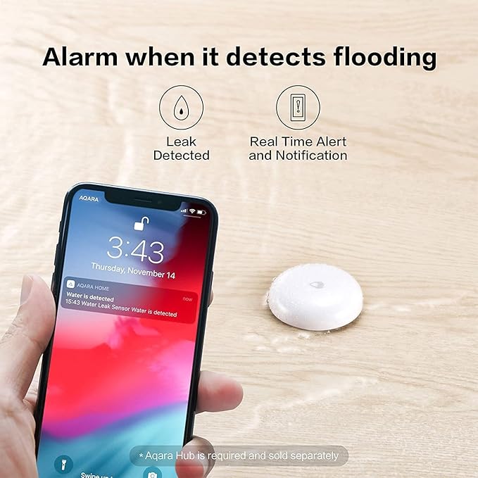 Aqara Water Leak Sensor 3 Pack, Zigbee Wireless Water Leak Detector for Alarm System and Smart Home Automation, Requires AQARA HUB, App Notifications, for Kitchen, Bathroom, Basement, Works with IFTTT - Image 6