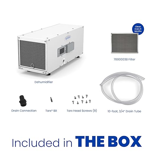 AprilAire E050PZ 50-Pint Professional-Grade, Whole-House Dehumidifier with drain hose for up to 1,600 Sq. Ft. with S86WMUPR Wi-Fi Thermostat, Drain Hose, Condensate Pump, Bracket, and Hanging Kit - Image 2