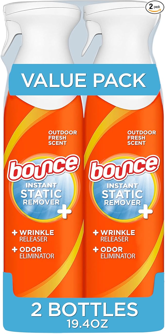 Bounce Rapid Touch-Up 3 in 1 Wrinkle Releaser Clothing Spray, Fabric Refresher, Odor Eliminator & Anti Static, 9.7 ounces (Pack of 2) by Bounce