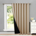 NICETOWN 100% Blackout Thermal Insulated Curtain, Noise Reducing Slider Curtain Panel with Black Lining, Full Light Blocking Patio Door Drapery (1 PC, 100-inch x 95 inches, Light Taupe=Biscotti Beige) by NICETOWN
