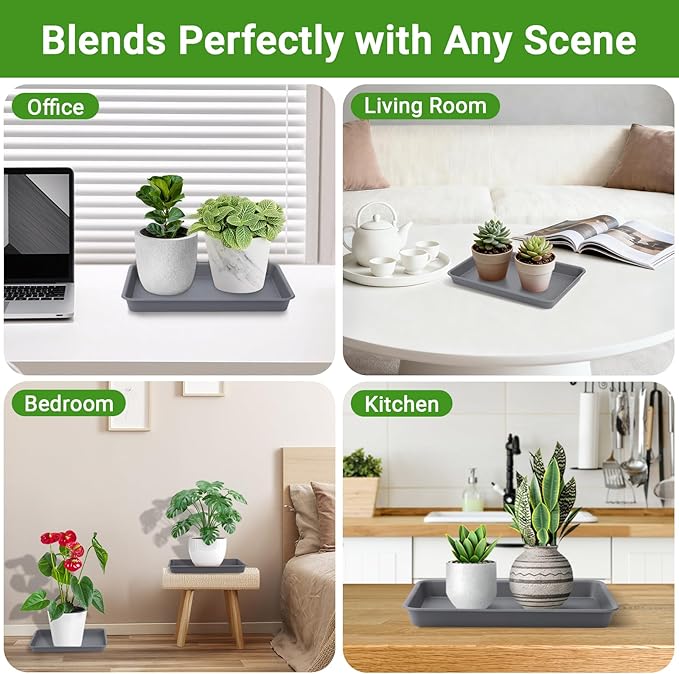 GREANER Grey Plastic Trays 11 Inch, UV Resistant Plant Pot Saucers for Indoor & Outdoor Use, Drip Trays for Potted Plants(Pack of 3) - Image 6