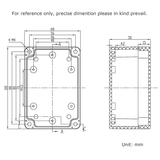 2 Pack Black Waterproof Plastic Project Box ABS IP65 Electronic Junction Box Enclosure 3.94 x 2.68 x 1.97 inch (100 x 68 x 50 mm) - Image 7